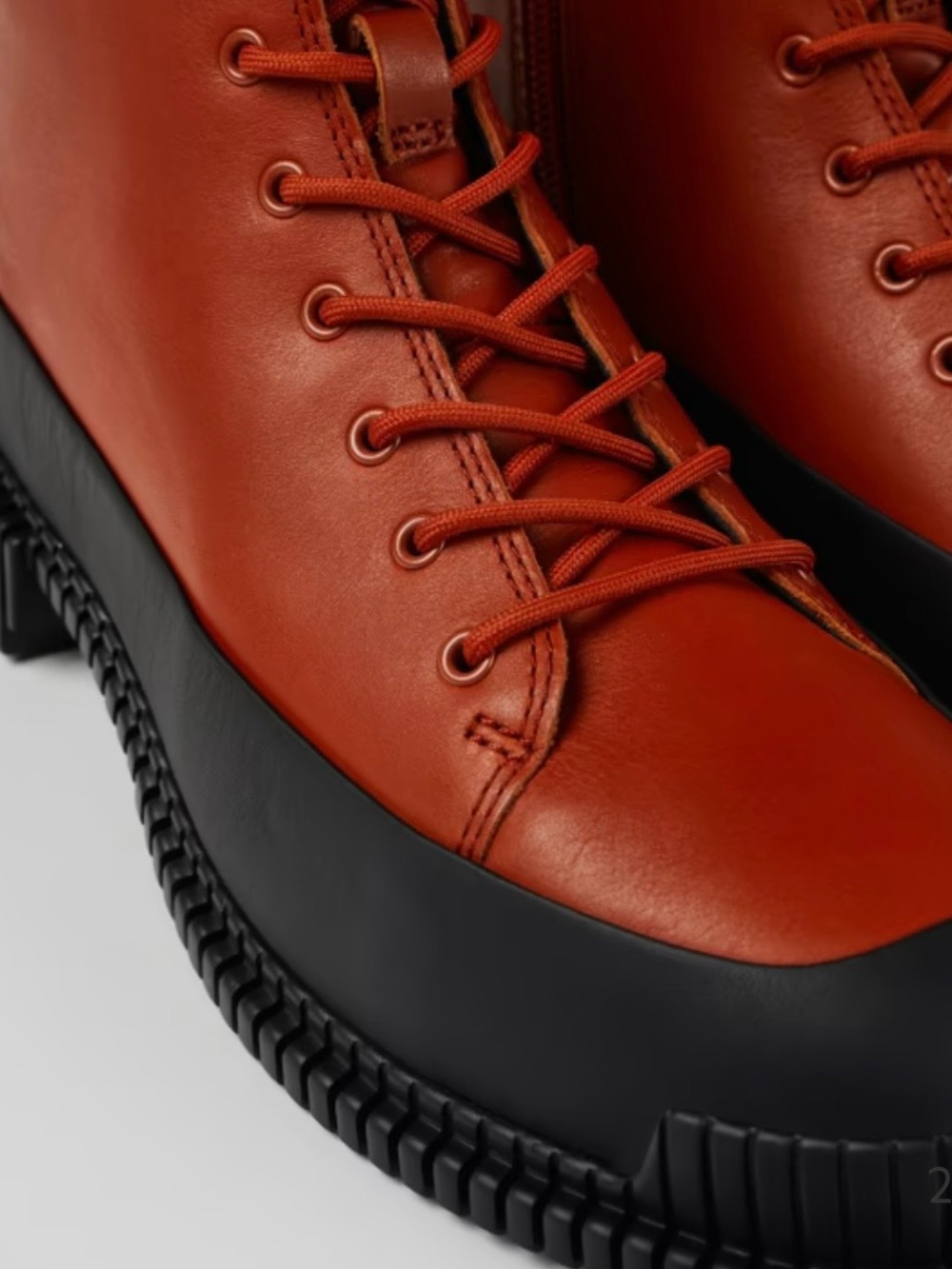 Camper Pix Rust Leather Lace-Up Boots